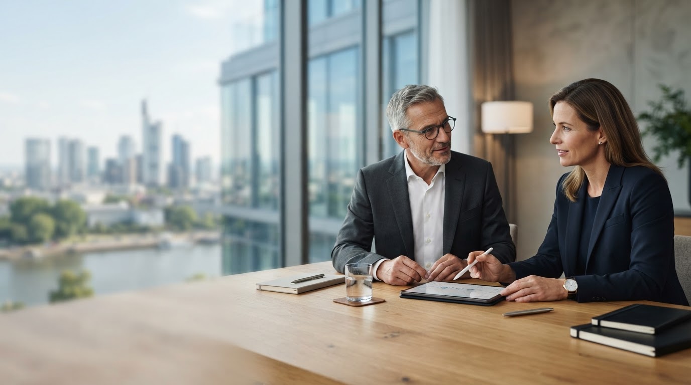 Valor Yielode client reviewing a calm, clearly structured portfolio overview